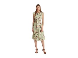 MSRP $145 Ralph Lauren Floral Bubble Crepe Dress Green Size 16 - $57.02