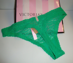 New Victoria&#39;s Secret &quot;Pink&quot; Wear Everywhere Lace Thong Leopard Lace Green Sz S - £10.10 GBP