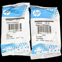 Original HP 67 Black and Color Ink Cartridges Genuine OEM DeskJet 2755 4... - $26.00