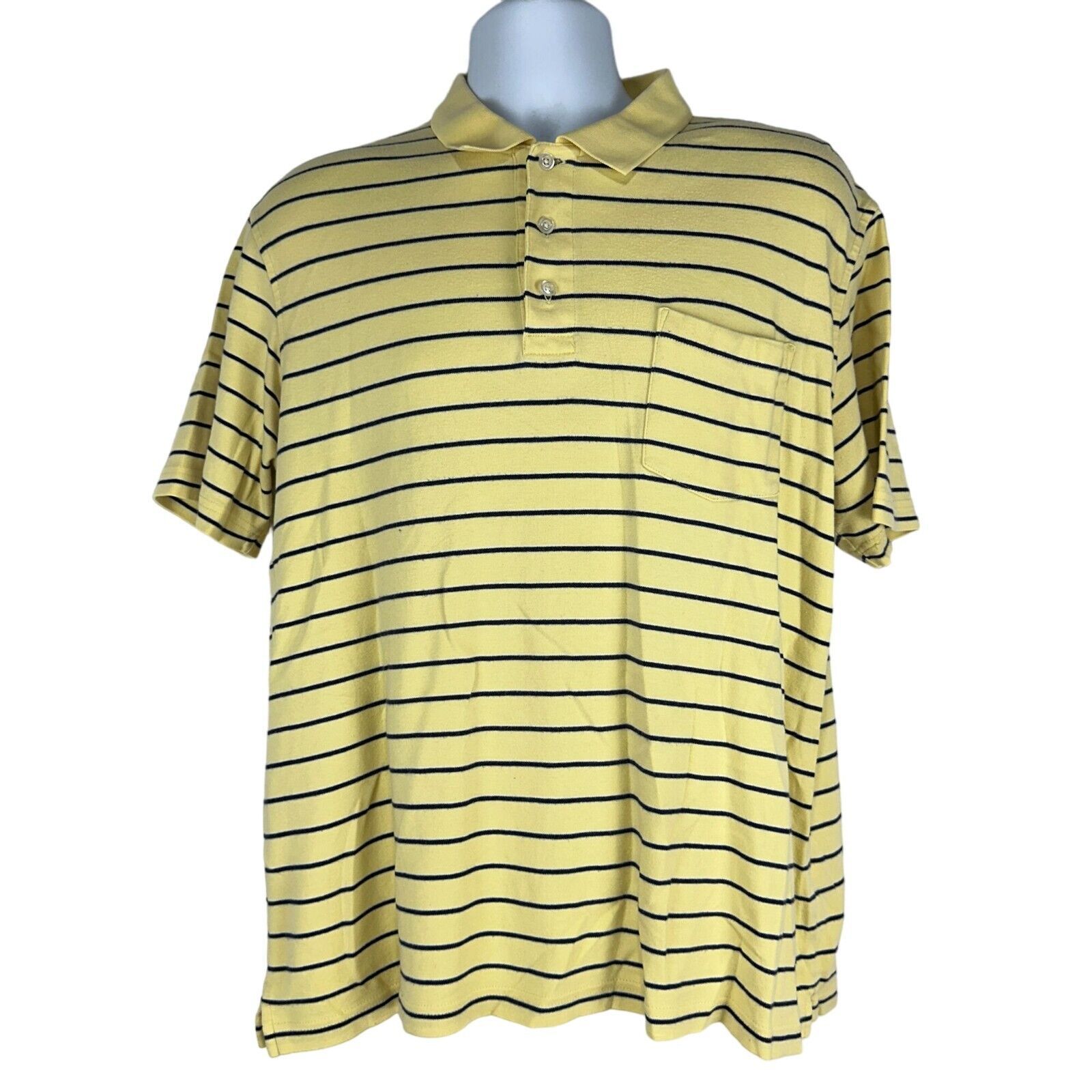 Primary image for Croft & Barrow Men's Polo Shirt Size L Yellow Striped Short Sleeved