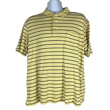Croft &amp; Barrow Men&#39;s Polo Shirt Size L Yellow Striped Short Sleeved - £11.02 GBP