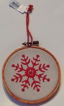 Roman Inc Christmas Ornament Wood Hoop Craft Embroidered Snowflake - $9.89