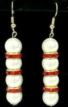 Holiday Magnetic Handcrafted Earrings Pearlized Magnets &amp; Red Czech Spacers New - £17.45 GBP