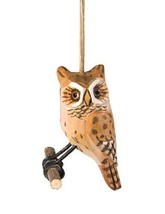 Gallerie Ii 3&quot; Hand Carved Wooden Owl Woodland Bird Christmas Ornament Style 3 - £7.01 GBP