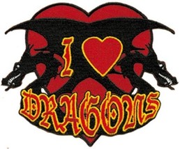 I Love Dragons Embroidered Die Cut Patch, NEW UNUSED - $7.84