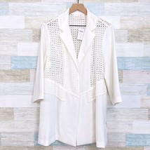 Chicos Eyelet Novelty Duster Jacket Antique White 3/4 Sleeve Womens Large 2 - $89.09