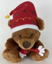 American Greetings Christmas Bear Red Hat Scarf Plush Stuffed Star Lights 9 Inch - £7.91 GBP