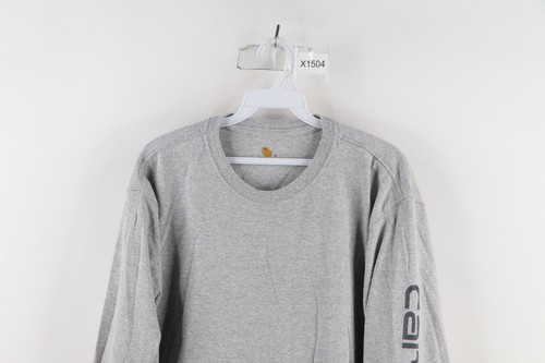 Vtg Carhartt Mens Large Distressed Spell Out Long Sleeve T-Shirt Heather Gray Item image 2