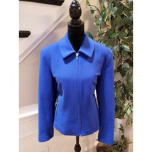 Casual Corner Zip Jacket Women’s Size 14 Blue Wool Blend Lined Professional - $47.52