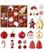 65pcs Christmas Balls Ornaments Set Shatterproof Plastic Baubles Gingerb... - $35.17 CAD