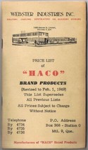 Webster Industies HACO Brand Montreal 1949 - $8.90