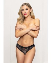 Lace Panty w/Heart Cut Out Back &amp; Pearl Chain Detail - Black XL - $13.55