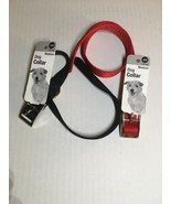 2  Medium Nylon Dog Collars ~ One Black ~ One Red. - £6.13 GBP