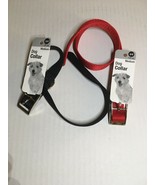 2  Medium Nylon Dog Collars ~ One Black ~ One Red. - $7.86