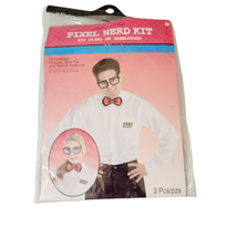 Pixel-8 Nerd Kit Bow Tie Glasses Pocket Protector Halloween Costume Accessory - £11.82 GBP