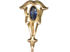 10k Stickpin Oval Sapphire Blue Color Stone Art Nouveau C. 1910 ESTATE J... - £66.13 GBP