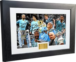 Soccer Gift: Large A3 Print 2018/19 &quot;The Treble&quot; Signed Manchester City - £82.29 GBP