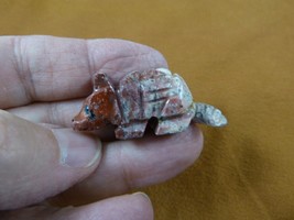 (y-ARM-18) little red gray ARMADILLO carving SOAPSTONE gem PERU FIGURINE... - £6.86 GBP