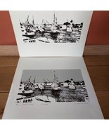 Set of 2 Signed &amp; Numbered Folkestone Port Etchings - UK Seaside Scene A... - $114.93 CAD