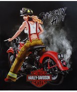 Smokin&#39; Hot Fire Babe Harley Davidson Motorcycle Metal Sign - £31.35 GBP