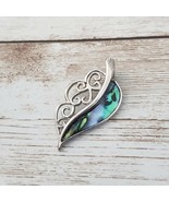 Vintage Pendant - Silver Tone Leaf Pendant with Inlay Detail - No Chain ... - £11.79 GBP