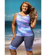 Sleeveless Top and Cropped Pants Two Piece Unitard Swimsuit - $41.93 CAD