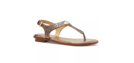 MICHAEL MICHAEL KORS Women&#39;s MK Plate Flat Thong Sandals Leather - $60.99