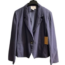 H By Halston Blazer Womens XL Navy Blue Linen Blend Jacket Capsule Minim... - $31.32