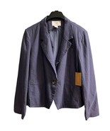 H By Halston Blazer Womens XL Navy Blue Linen Blend Jacket Capsule Minim... - $43.95 CAD