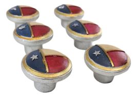Set Of 6 Patriotic Western Rustic Texas Lone Star Flag Cabinet Door Pull... - $30.95