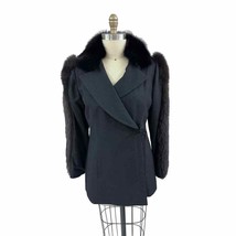 VTG VICTORIA NEW YORK Black Wool &amp; Fur Coat Sz. 12 - $213.84