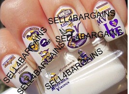 Minnesota Vikings Promo 21 Different Designs》Salon Quality Nail Art Decals - $20.05