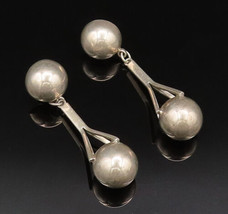 MEXICO 925 Silver - Vintage Double Sphere Bead Ball Dangle Earrings - EG... - $95.93