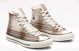 Converse All Star Chuck 70 Hi Top Plaid Tartan Egret Sneakers Women&#39;s Size 5 NEW - £57.86 GBP
