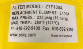  Zeks ZTF100A Compressed Air Filter/Replacement Indicator  - $295.00