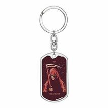 Tarot Card The Death Swivel Keychain Dog Tag Stainless Steel or 18k Gold - £31.57 GBP