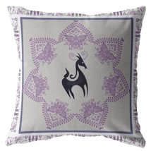 18 Gray Purple Horse Suede Throw Pillow - £43.97 GBP