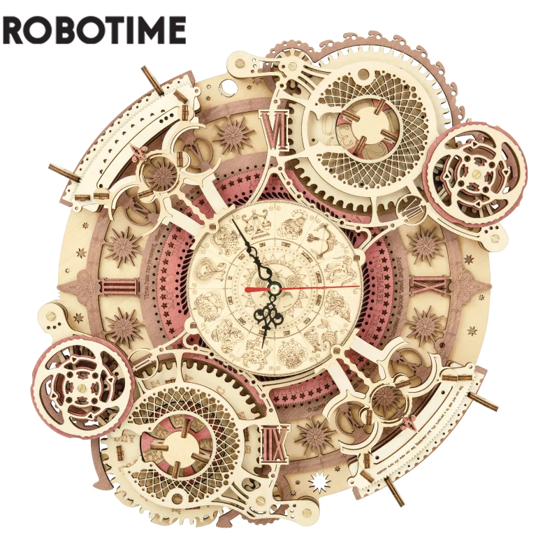 Play Robotime Zodiac Wall Clock TIME ART 3D Wooden Puzzle Model Building Block K - £69.54 GBP