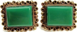 Green Turquoise Vintage Sterling Silver Screw Back Earrings Hallmarked P... - $74.24