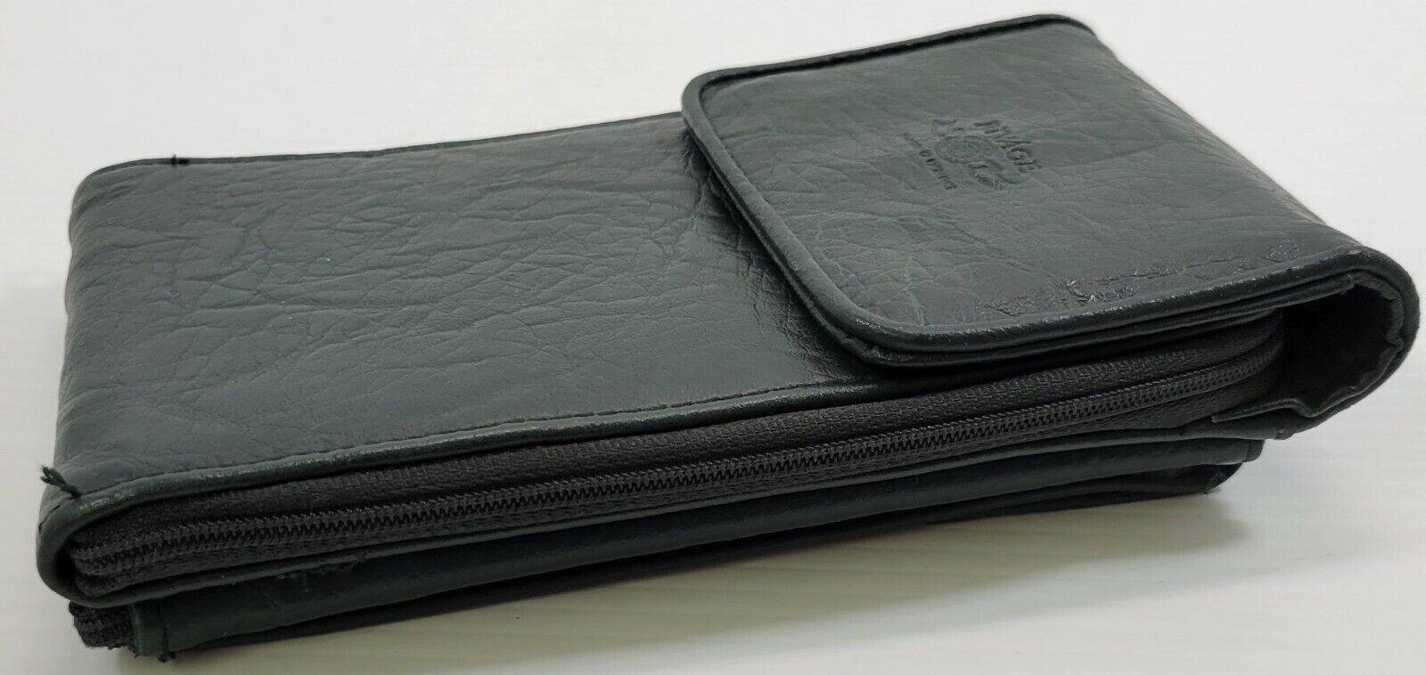 Vintage Rivage Green Leather Travel Case Wallet Bag Sack Pack ID Credit ... - $5.93