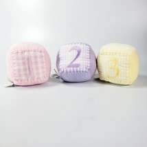 Pottery Barn Kids Soft Blocks Knitted Gingham Embroidered Plush Baby ABC 123 - $18.31