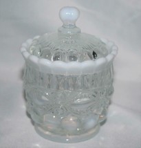 Mosser French Opalescent Eyewinker Pattern Covered Vanity Sugar Jar #2555 - £30.47 GBP