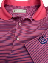 Donald Ross Performance Polo Men’s Size L Pink Striped Golf Course Logo - $16.99