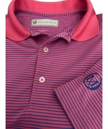 Donald Ross Performance Polo Men’s Size L Pink Striped Golf Course Logo - $16.99