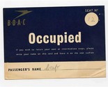 B O A C Seat Occupied Card 1946 Place Card British Overseas Airways Corp... - $87.12