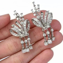 2Ct Simulated Diamond Cluster Drop/Dangle Earrings 14k White Gold Plated Silver - £94.93 GBP