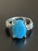 Turquoise Stone S925 Silver Plated Ring For Woman Size 5.5 Turquoise Jewelry - £10.27 GBP