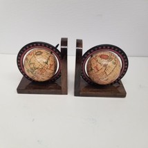 Vintage Old World Globe Bookend Set w/ Pink Accents, Office Decor, Home Decor - £23.69 GBP