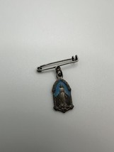 Antique Virgin Mary Religious Medal Pin - £15.86 GBP