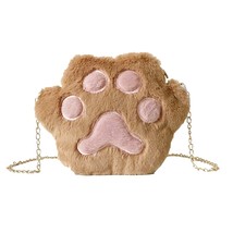 New Cute Cat Paw  Bag  Cat Bag Plush s Zipper Handbags Bags Female Fashion Stora - £48.98 GBP